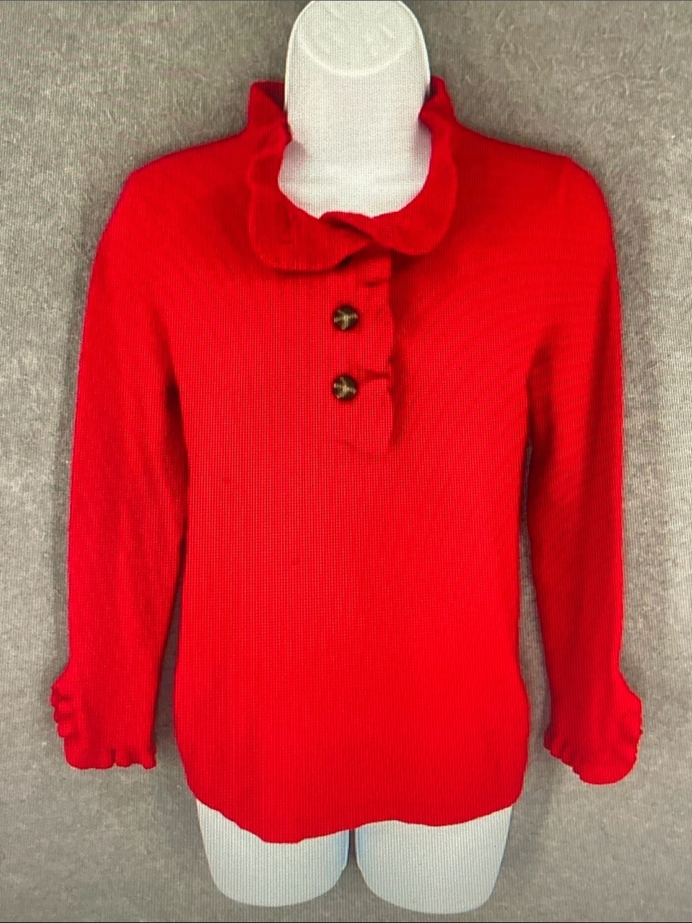 Lark & Ro Red Knit Top with Label Detail